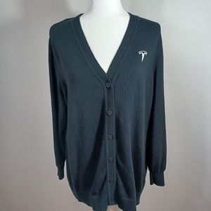 Tesla Black Button Up Cardigan Sweater XL Extra Large Womens